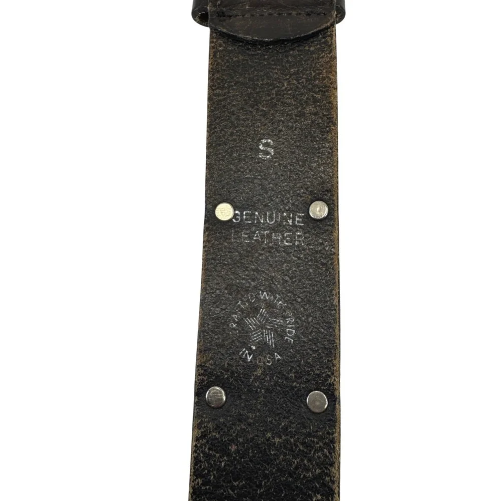 EXP Jeans Leather Belt Studded Whipstitch Brown Y2K Western Grunge Small USA